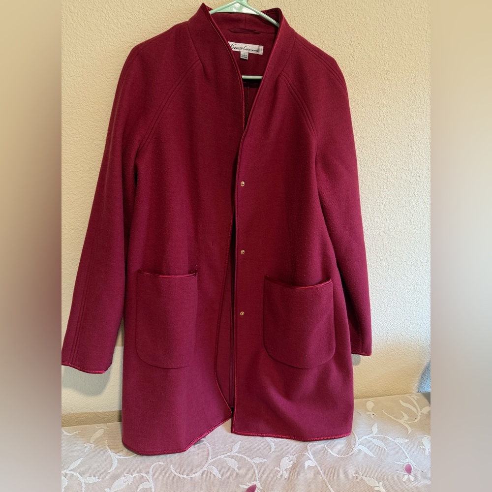 Kenneth Cole Dark Red Wool Coat
